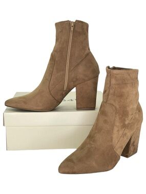 ON 34th Lydiaa Tan Microsuede Womens Sock Ankle Boots Size 9M